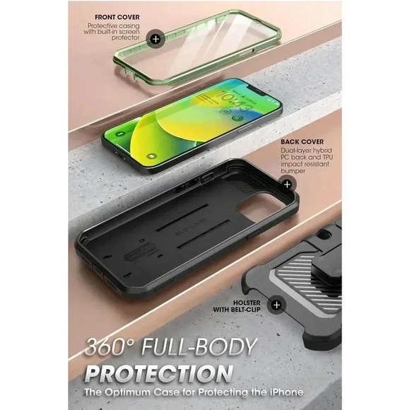 Heavy Duty Case For iPhone 14 Plus 6.7" Kickstand Holster Screen Protector UBPro - Picture 7 of 10